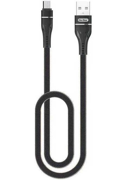 Go Des GD-UC530 Micro USB Kablo 2.4A Hızlı Şarj Kablosu 2 Metre Data Kablo Naylon Örgü