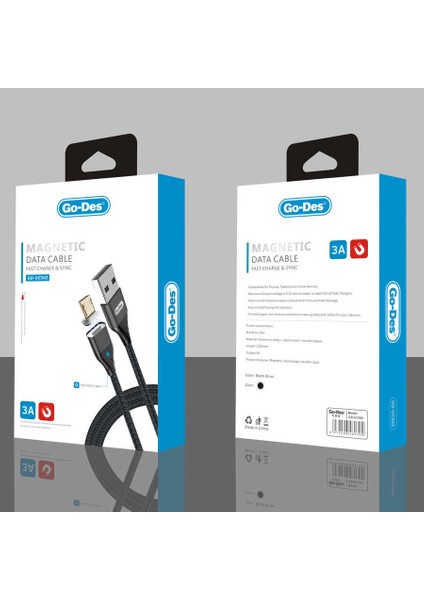 Go Des GD-UC502 Magnetik Micro USB Kablo 3A Mıknatıslı Şarj Kablosu 100 cm Data Kablo modelleri