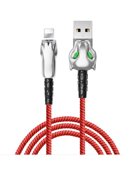 Leopard Lightning USB Kablo 2.4A Hızlı Şarj Kablosu 100 cm Data Kablo Naylon Örgü