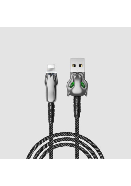 Leopard Lightning USB Kablo 2.4A Hızlı Şarj Kablosu 100 cm Data Kablo Naylon Örgü