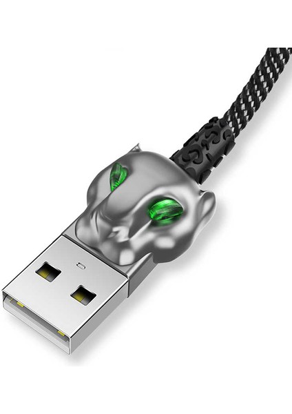 Leopard Lightning USB Kablo 2.4A Hızlı Şarj Kablosu 100 cm Data Kablo Naylon Örgü