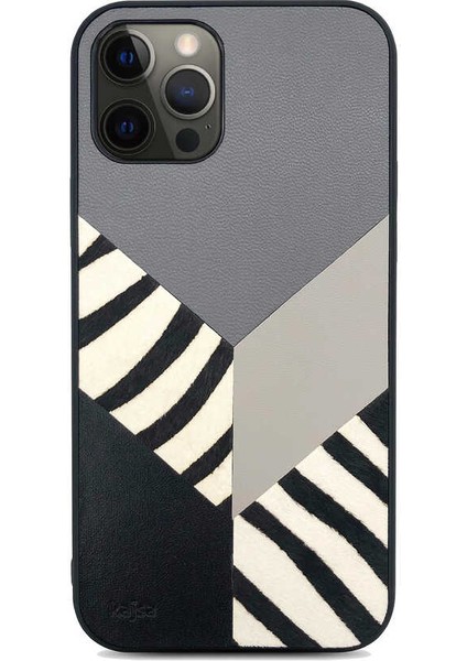 Apple iPhone 12 Pro Max Kılıf Kajsa Glamorous Serisi Zebra Combo Kapak