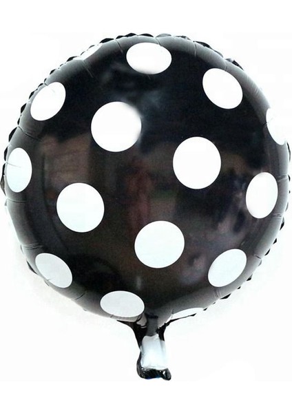 Beyaz Puantiyeli Siyah Renk Folyo Balon