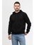 Siyah Üç Iplik Ünisex Kapüşonlu Sweatshirt 3