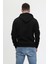 Siyah Üç Iplik Ünisex Kapüşonlu Sweatshirt 5