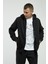 Siyah Kapüşonlu, Fermuarli Erkek Sweatshirt 2