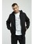 Siyah Kapüşonlu, Fermuarli Erkek Sweatshirt 1