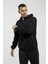 Siyah Kapüşonlu, Fermuarli Erkek Sweatshirt 4