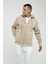 Bej Kapüşonlu,fermuarli Erkek Sweatshirt 1