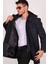 PLT8335 Dewberry Erkek Palto-Diagonal Siyah-Mavi 4