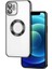 iPhone 12 Kılıf Kamera Lens Korumalı Şeffaf Renkli Logo Gösteren Parlak Omega Kapak Siyah 1