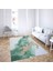 Nesa_Decor Beyaz Yeşil Mermer Desenli Gold Kaymaz Taban Yıkanabilir Halı 3