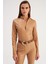 Fermuarlı Deri Bodysuit - Camel 1