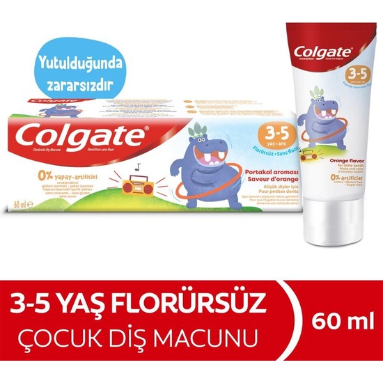 Colgate 3-5 Yaş Portakal Aromalı Florürsüz Çocuk Diş Macunu 60 ml