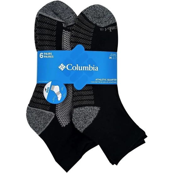 Columbia Athletic Fashion Quarter With Pique Footbed Unisex Siyah 6lı Çorap C1182B
