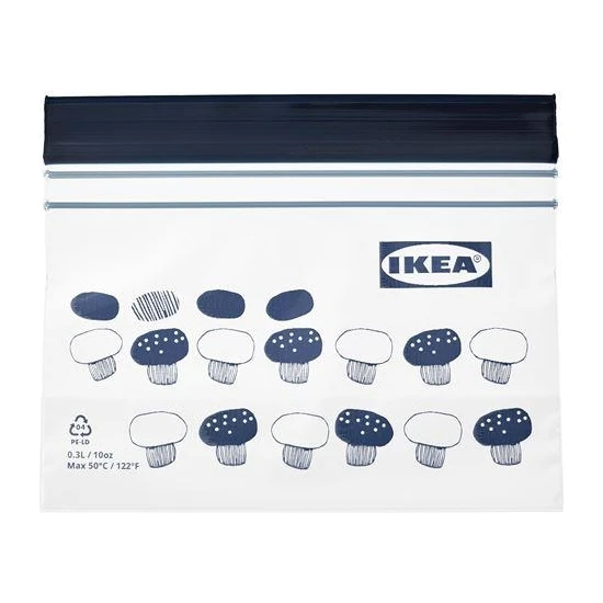 IKEA Kilitlenebilir Buzdolabı Poşeti Meridyendukkan Mavi, 0,3 Lt 25 Adet Desenli