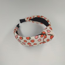 Tedz Collection Krem Çilek Desenli Düğümlü Taç