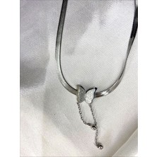 Sıne Accessory Silver Çelik Kelebek Italyan Zincir Kolye