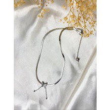 Sıne Accessory Silver Çelik Kelebek Italyan Zincir Kolye
