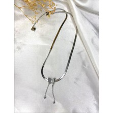 Sıne Accessory Silver Çelik Kelebek Italyan Zincir Kolye
