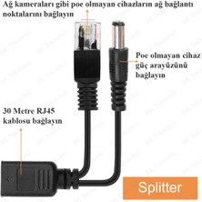 Ip Kameralar Için RJ45 Pasif Poe Kablo Adaptör Seti