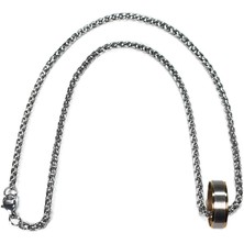 Janti JTSS22ÇEK1112 Paslanmaz Çelik Yüzük ve Çelik Kolye Kombini