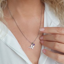 Vaoov 925 Ayar Gümüş M Harfi Kolye