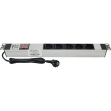 19" 1u 5'li Schuko Anahtarlı Alüminyum Rack Kabin Grup Prizi Pdu