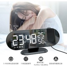 Knight LED Büyük Ekran Ayna Projeksiyon Çalar Saat Sıcaklık ve Nem Ekran Işığa Duyarlı Elektronik Saat Saat