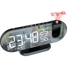 Knight LED Büyük Ekran Ayna Projeksiyon Çalar Saat Sıcaklık ve Nem Ekran Işığa Duyarlı Elektronik Saat Saat