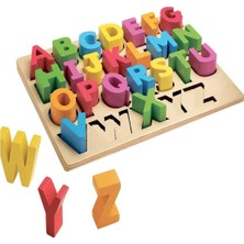 HYD Ahşap 3D Büyük Harf Alfabe Yapboz Puzzle Bul Tak Çocuk Eğitici Oyuncak