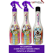 Le Patix 2 Ad. Pet Kolay Tarama Spreyi Kıtık Açıcı + Köpek Şampuanı Tüy Dökülme ve Topaklanma Önleyici 400 ml