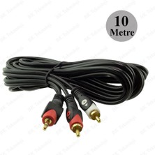 BK Teknoloji Yüksek Kalite 3.5mm Erkek To 2rca Erkek Ses Kablosu 10METRE