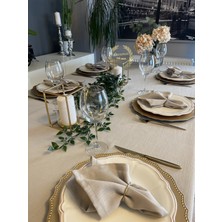 Decamor Home Keten Dokulu Dertsiz Bej Masa Örtüsü