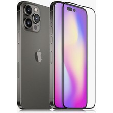 Fibaks Apple iPhone 14 Pro Tam Ekran Koruyucu Kırılmaz Cam 9H Temperli Koruma Dayanıklı 5D