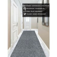 Valery Home Yıkanabilir Kaymaz Tabanlı Kesme Rulo Halı Yolluk Gri-Krem Jel