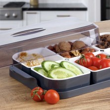 Porsima DC-550 Çift Renkli 6 Bölmeli Kahvaltılık Gri