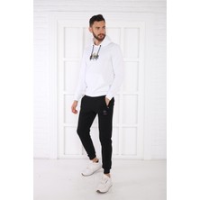 Escetic Escetic Spor Erkek Beyaz Cepli, Kapüşonlu Sweatshirt - 0949