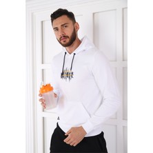 Escetic Escetic Spor Erkek Beyaz Cepli, Kapüşonlu Sweatshirt - 0949