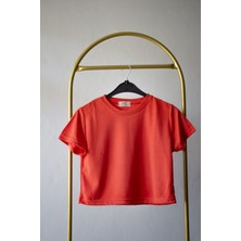 Momchi Orange Fillet Bambu Penye Crop T-Shirt