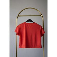 Momchi Orange Fillet Bambu Penye Crop T-Shirt