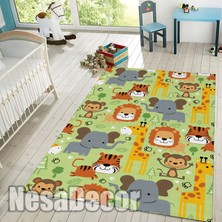 Nesa_Decor Animal Desenli Hayvan Figürlü Çocuk Odası Halısı Dokuma Taban Dijital Baskı