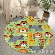 Nesa_Decor Animal Desenli Hayvan Figürlü Çocuk Odası Halısı Dokuma Taban Dijital Baskı