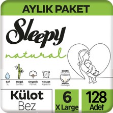 Sleepy Natural 6 Beden Külot Bebek Bezi 64X2 128 Adet