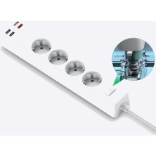 Wiwu PD20W U01EU Power Strip 4lü Priz 3 USB 1 Type-C Pd 20W Hızlı Şarj 160 cm Akım Korumalı