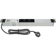  19" 1u  3 Way Schuko Type (DIN49440) Socket Power Indıcator Lıght, 3x1,5 Mm² Nymhy Cable, DIN49441 Plug Alumınıum Profıle Frame  Pdu