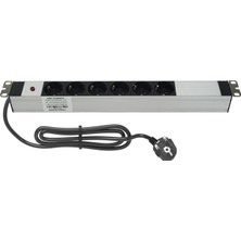  19" 1u  6 Way Schuko Type (DIN49440) Socket Power Indıcator Lıght, 3x1,5 Mm² Nymhy Cable, DIN49441 Plug Alumınıum Profıle Frame  Pdu