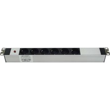  19" 1u  6 Way Schuko Type (DIN49440) Socket Power Indıcator Lıght, 3x1,5 Mm² Nymhy Cable, DIN49441 Plug Alumınıum Profıle Frame  Pdu