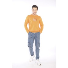 Escetic Escetic Erkek Spor Slimfit, Bisiklet Yaka Orange Sweatshirt - 0939