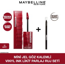 Maybelline Mini Jel Göz Kalemli Vinyl Ink Uzun Süre Kalıcı Likit Parlak Ruj Seti - 10 Lippy